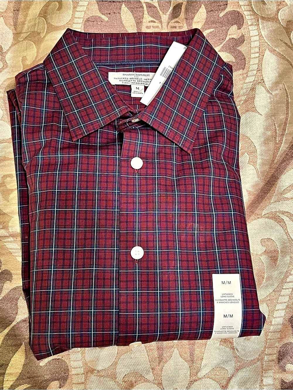 Banana Republic Untucked Wrinkle-Resist Plaid Shirt Men's Medium